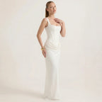 Elegant hvit maxikjole for kvinner – Slim fit ermeløs formell aftenkjole-Dresses-Hvit-XS-Maubaru