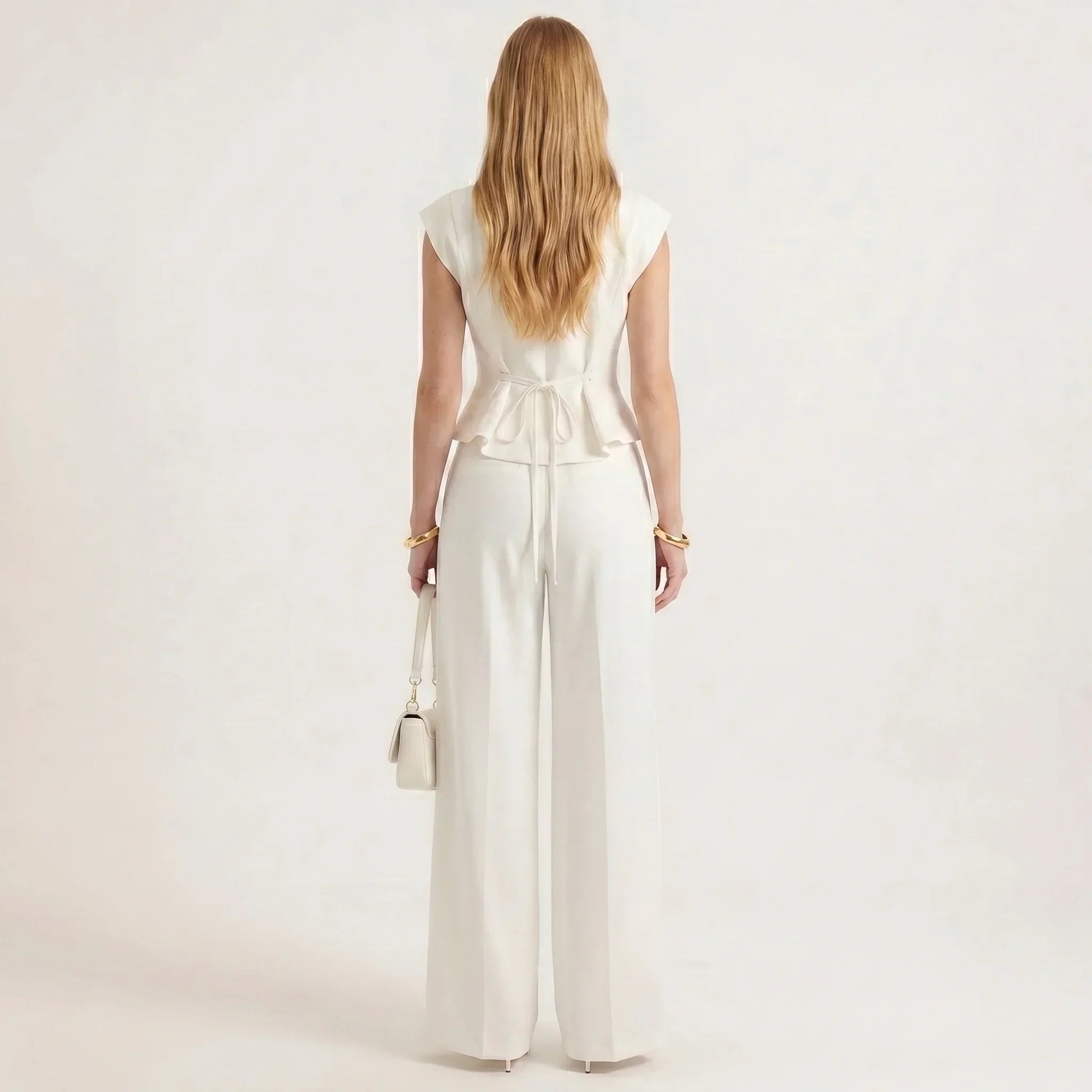 Women's Sleeveless Vest and Wide Leg Pants Two-Piece Set