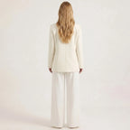 Women's Long Sleeve Blazer and Wide Leg Pants Suit Set