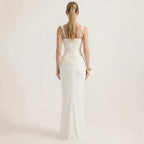 Women's Sleeveless Slim Fit White Maxi Dress