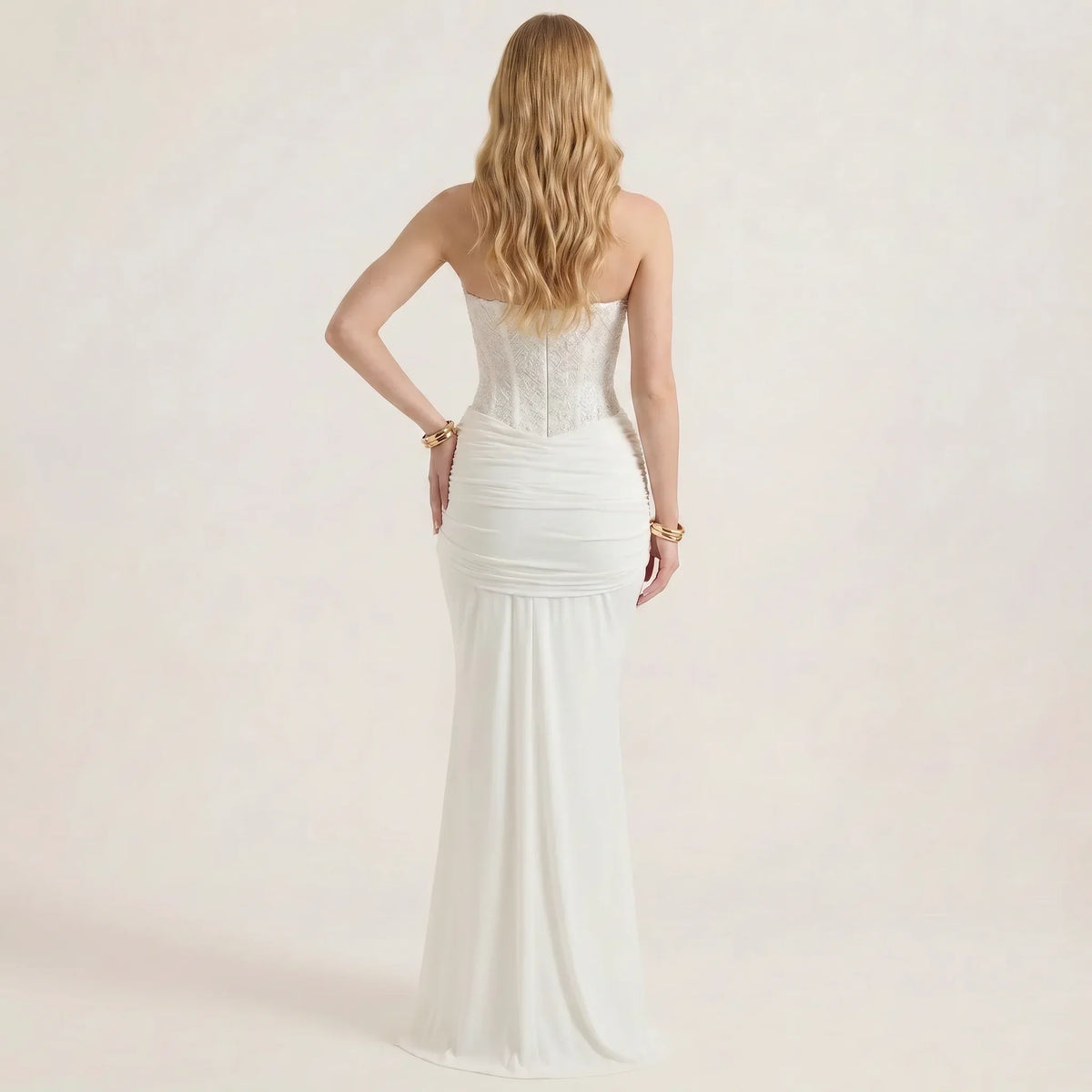 Women's Strapless Sequin Maxi Dress with Slim Fit