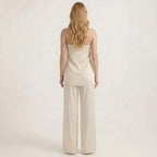 Women's Strapless Top and Wide Leg Pants Two-Piece Set